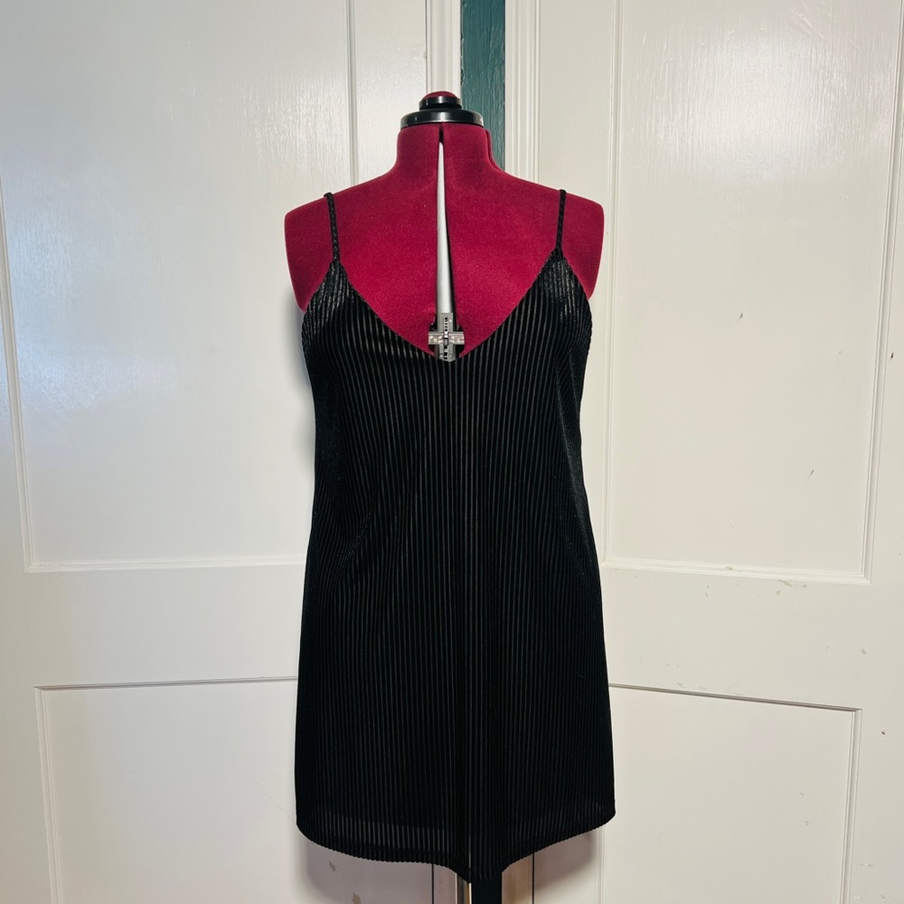 Wild Fable Black Velvet Pinstripe Slip Dress